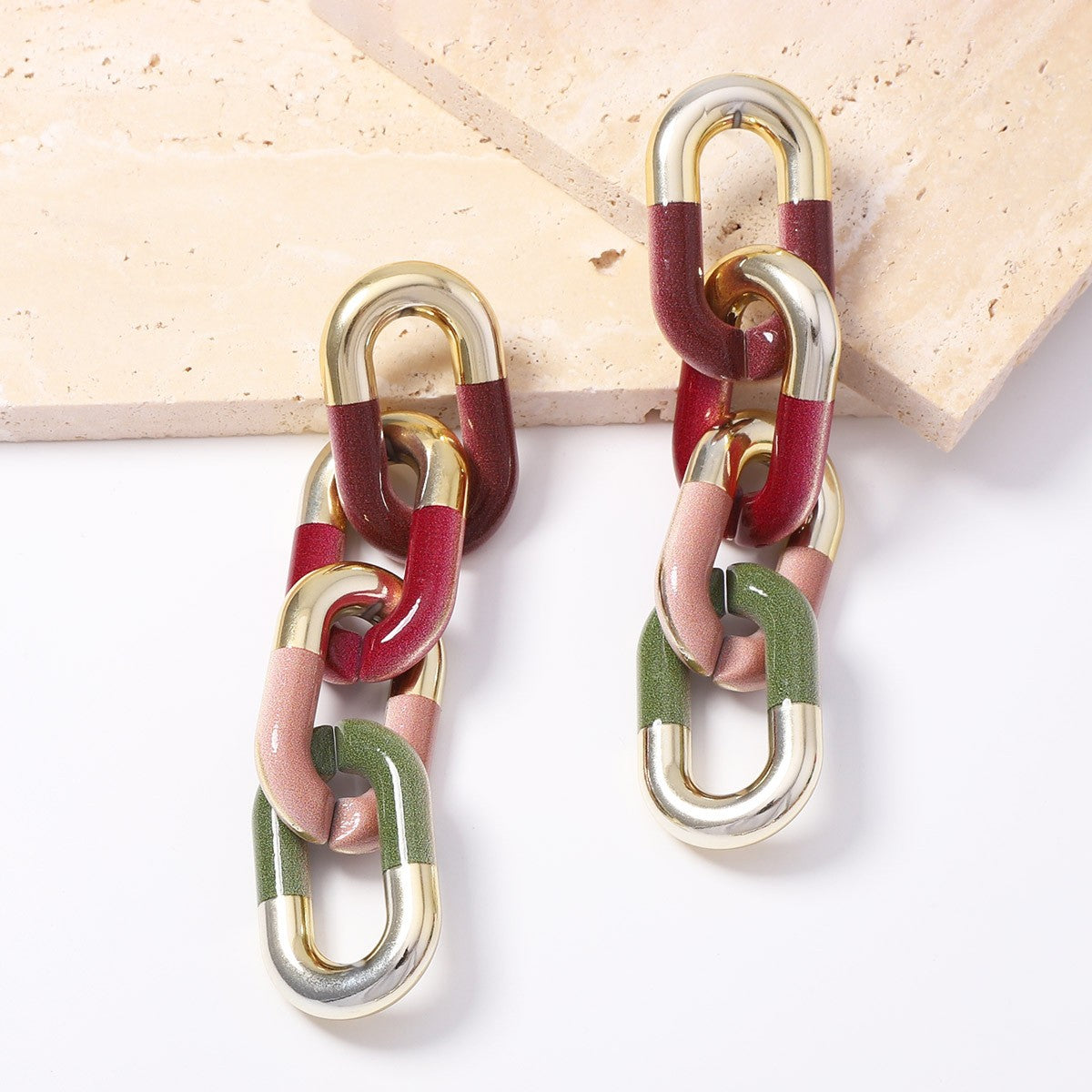 Classy Vintage Green Link Drop Earrings