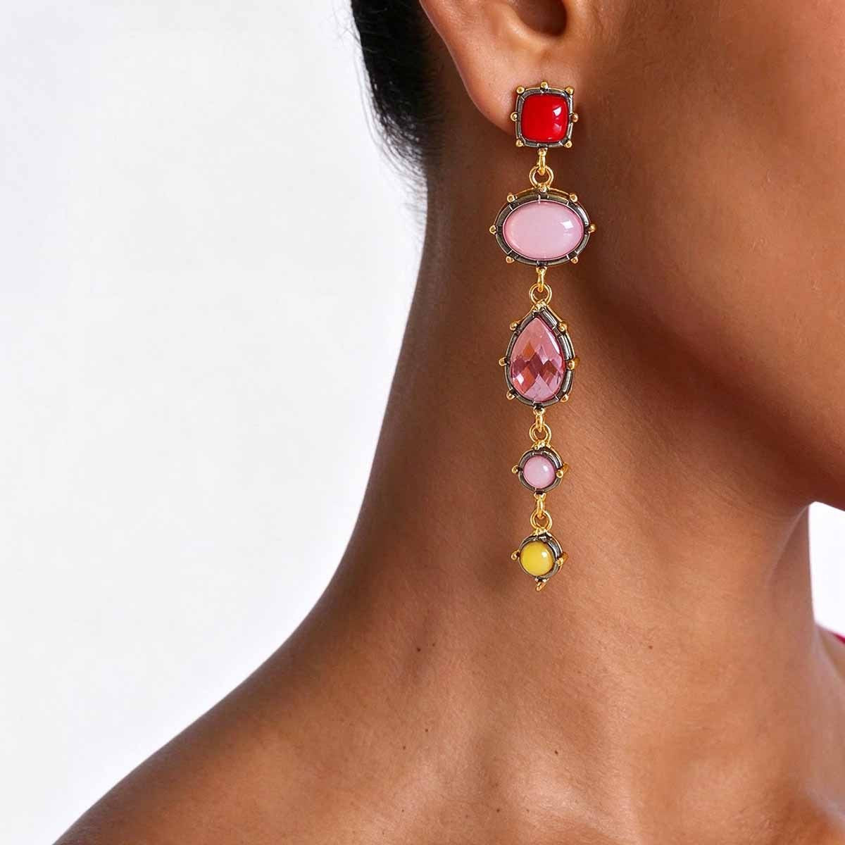 Classy Vintage Multi-Shape Resin Drop Earrings