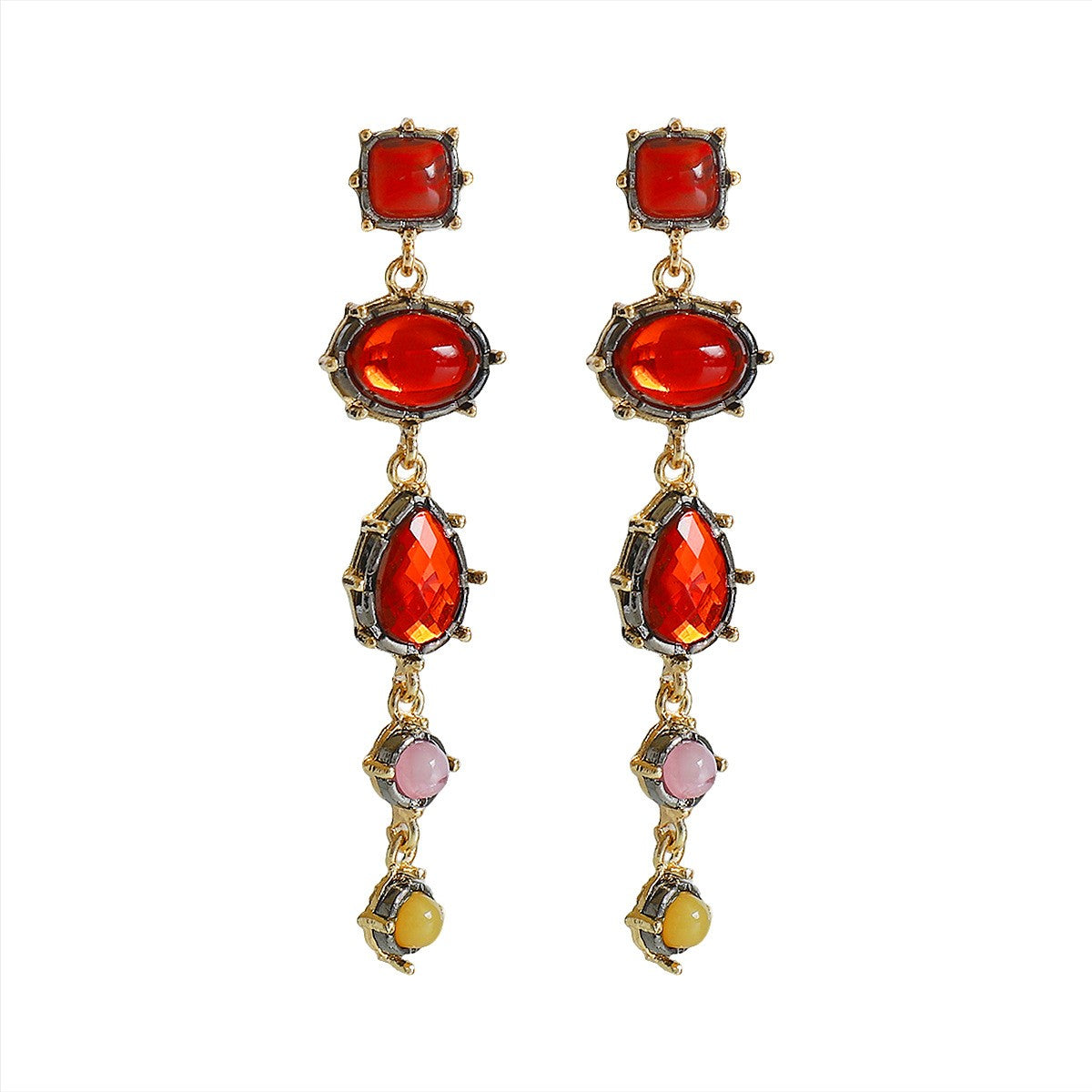 Classy Vintage Multi-Shape Resin Drop Earrings