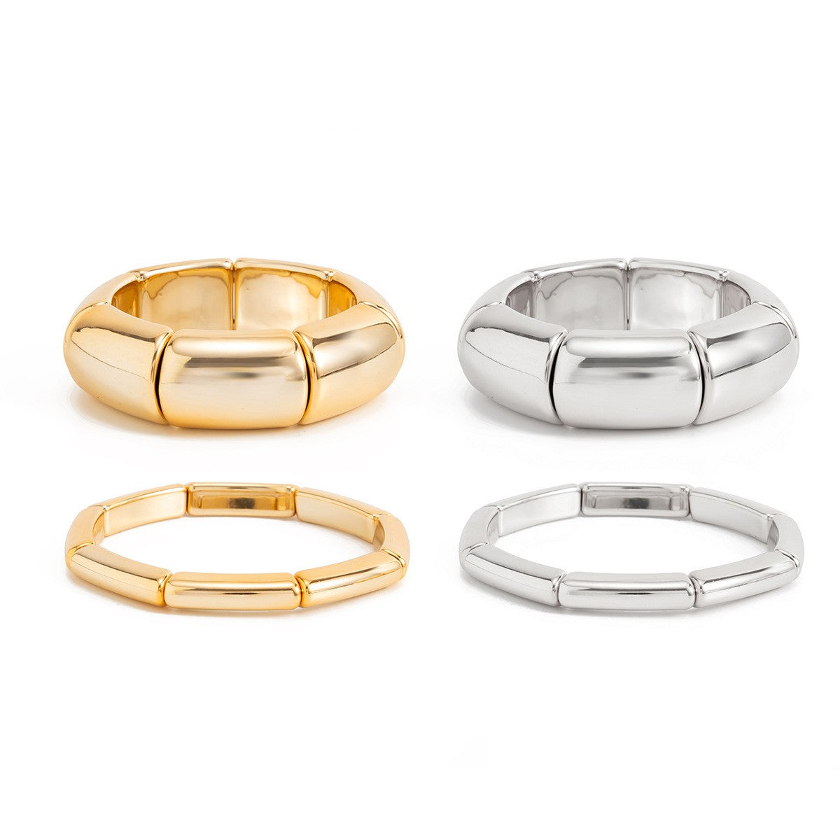 3pc Classy Two-Tone Bamboo Bangle Set