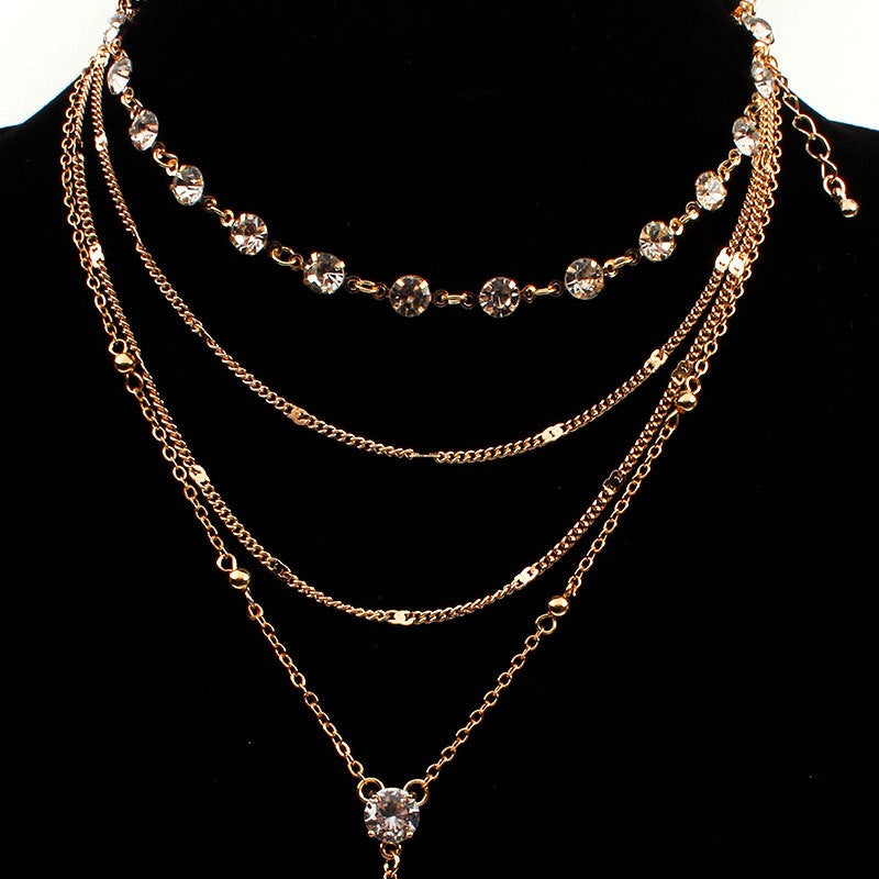 Classy Layered Rhinestone Y-Necklace Set