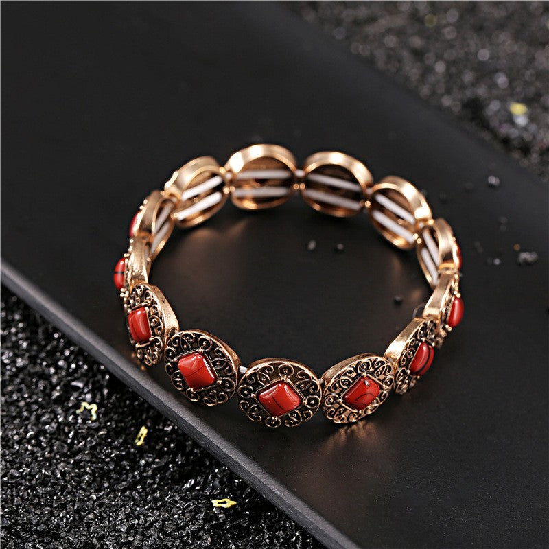 Vintage Inspired Turquoise Scroll Bracelet