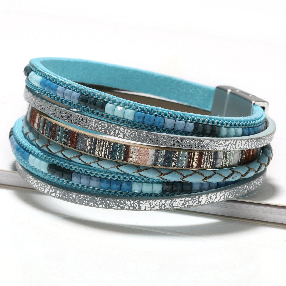 Boho Vintage Woven Leather Wrap Bracelet