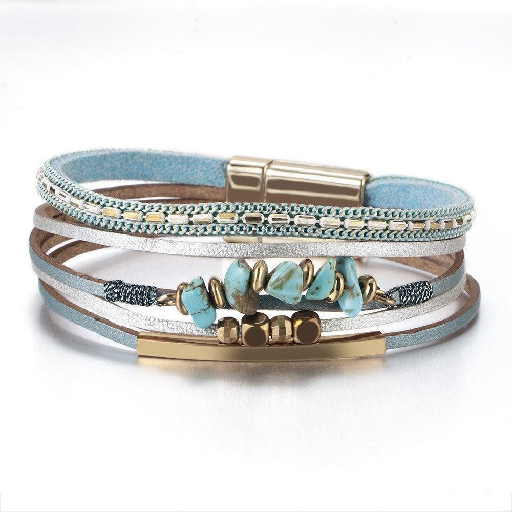 Boho Vintage Woven Leather Wrap Bracelet