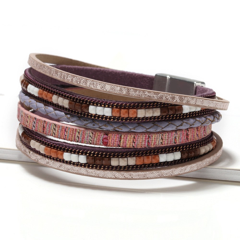 Boho Vintage Woven Leather Wrap Bracelet