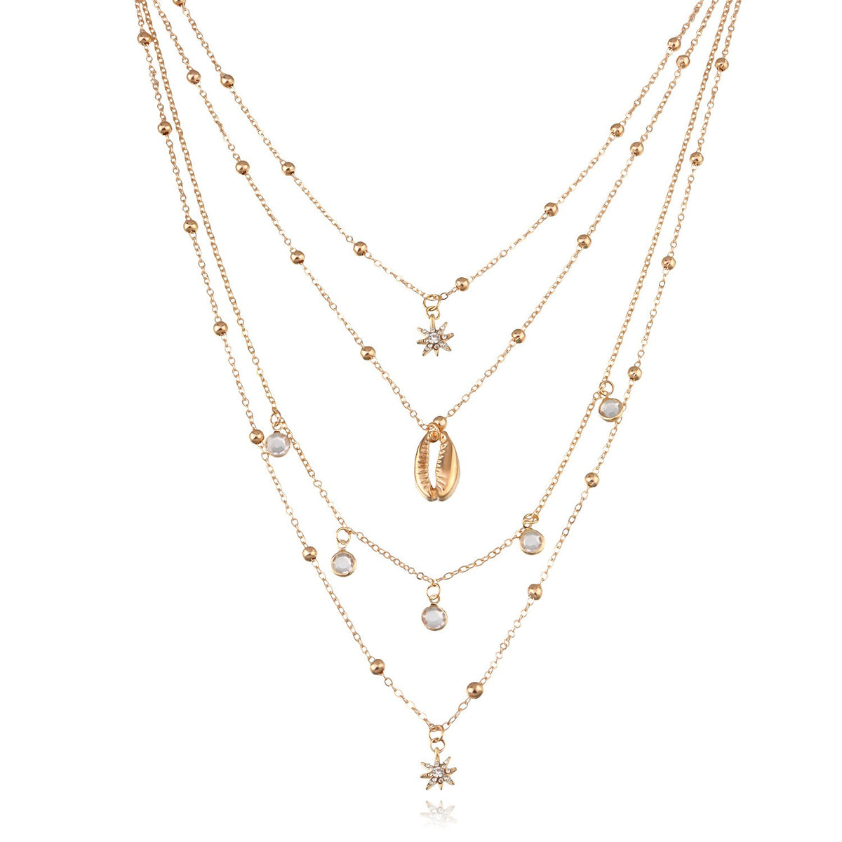 Dainty Multi-Layer Shell & Star Necklace