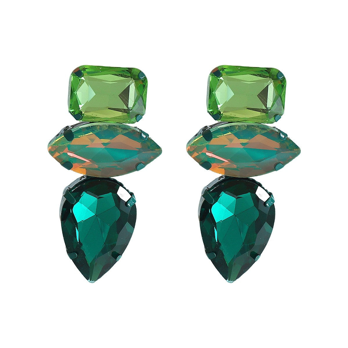 Classy Green & Blue Geometric Drop Earrings