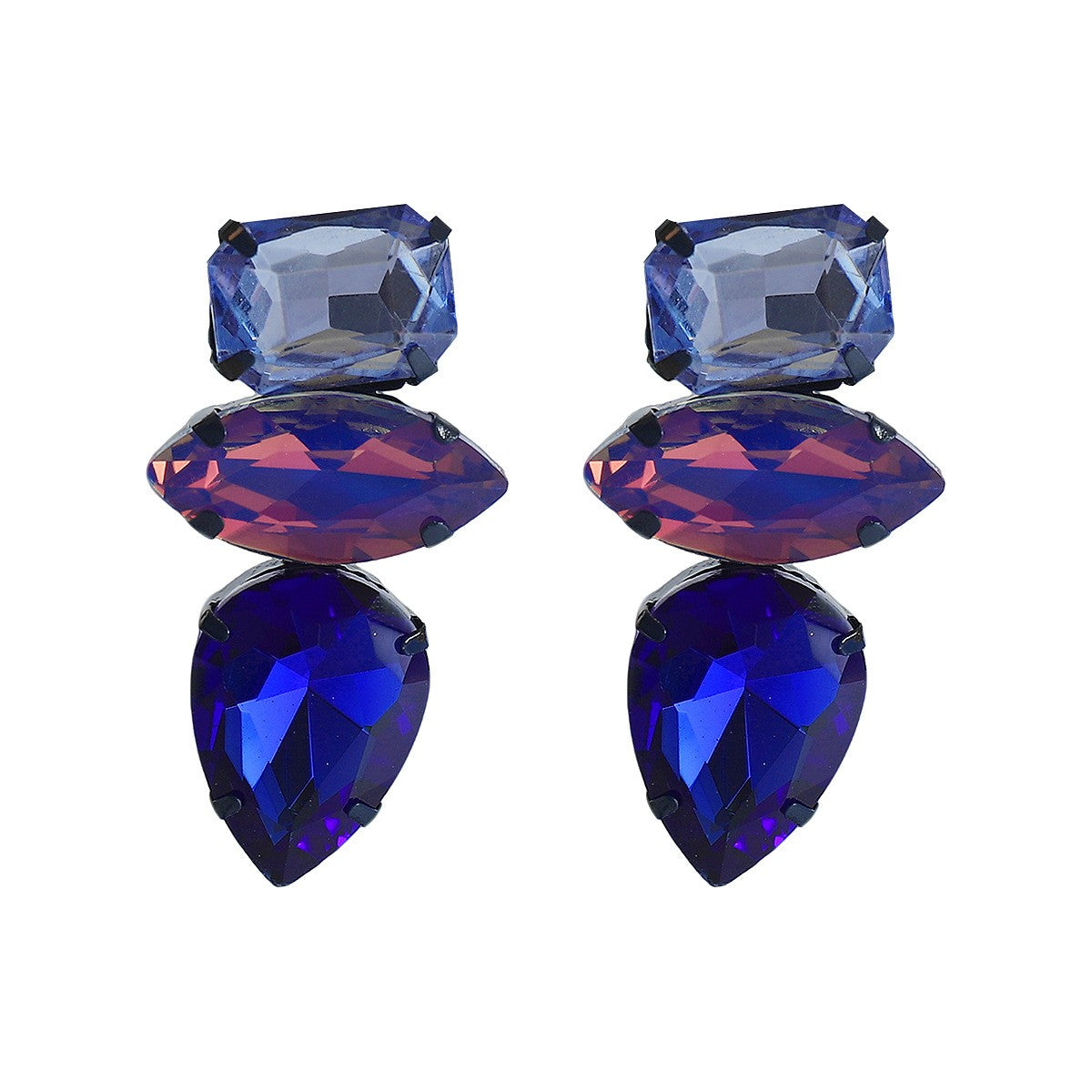 Classy Green & Blue Geometric Drop Earrings