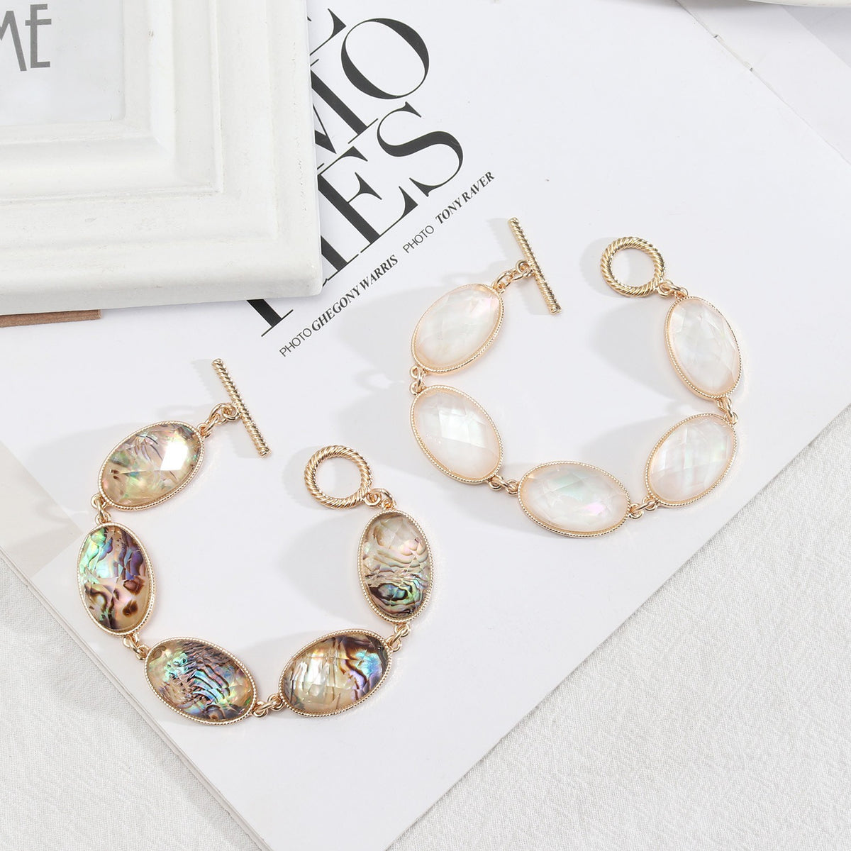 Classy Oval Shell Link Bracelet