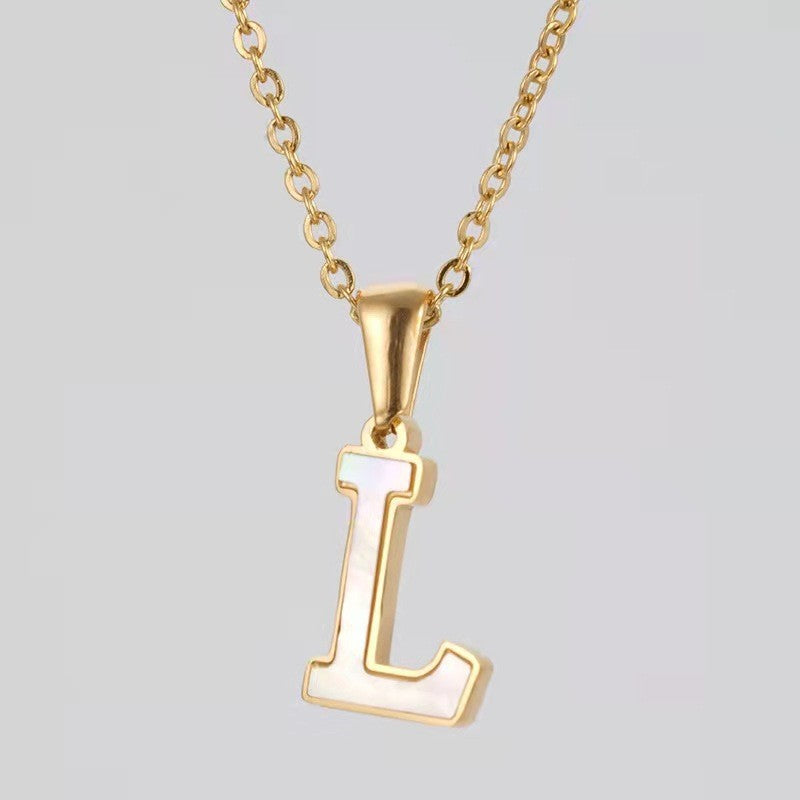Dainty Pearl Letter Initial Necklace