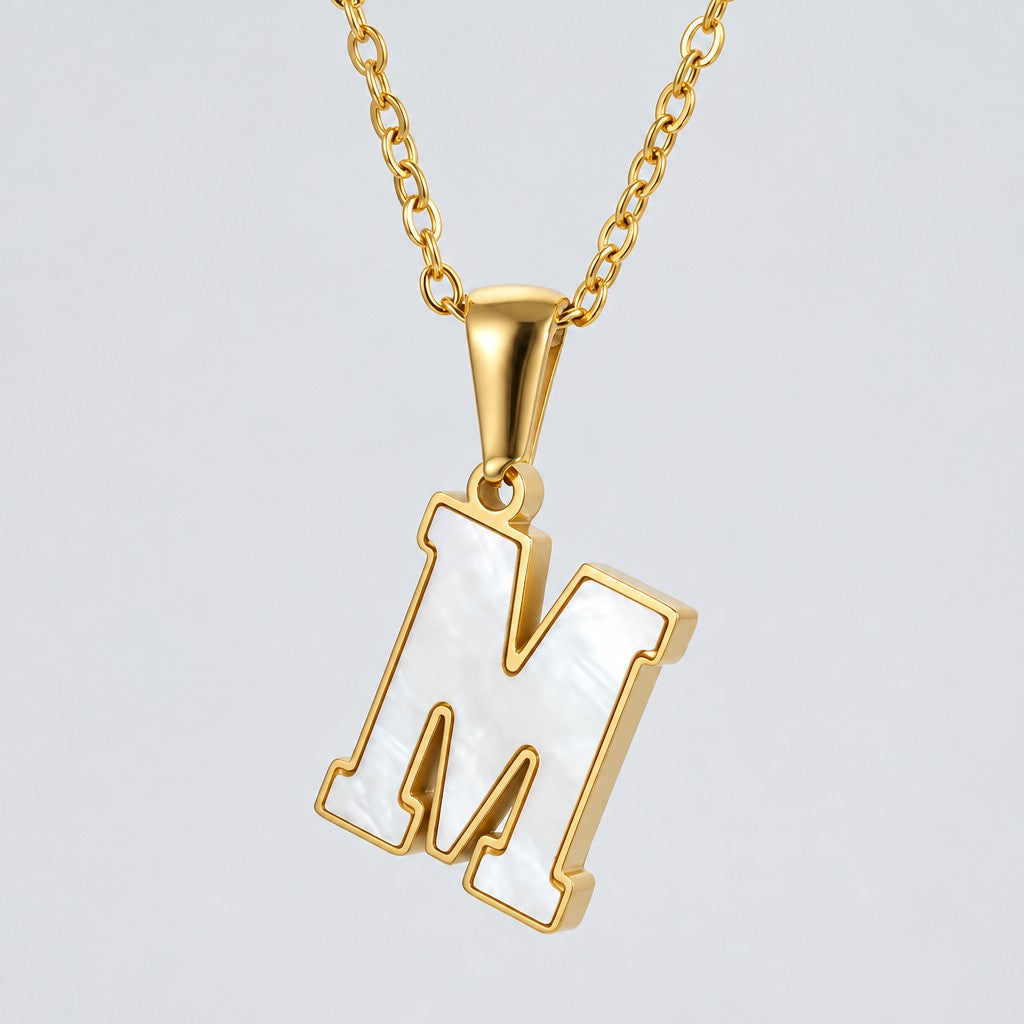 Dainty Pearl Letter Initial Necklace
