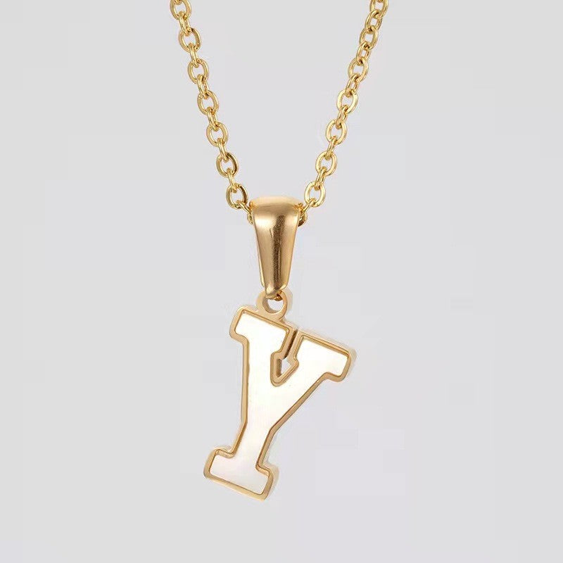 Dainty Pearl Letter Initial Necklace