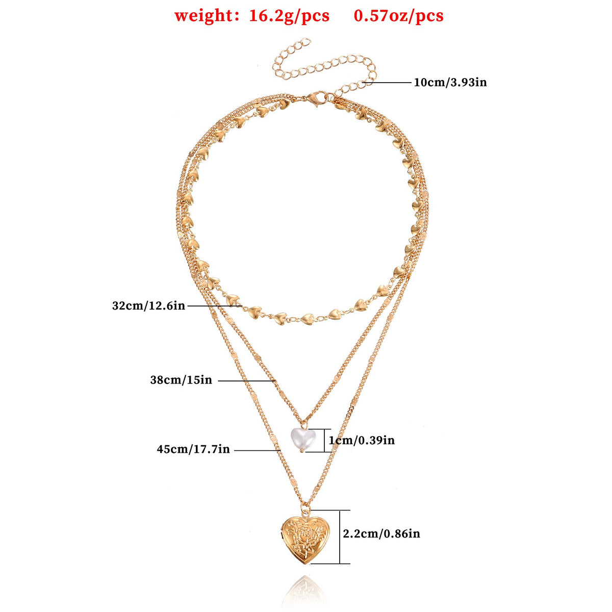 Romantic Multi-Layer Faux Pearl Heart Locket Necklace