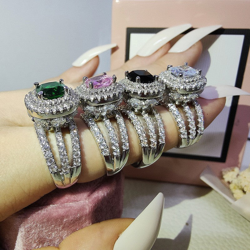 Classy Square Halo Statement Ring