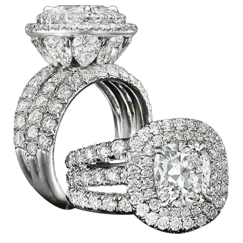 Classy Square Halo Statement Ring