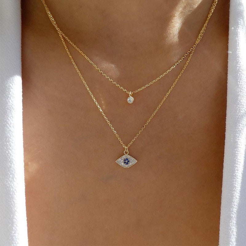 Dainty Layered Heart & Solitaire Necklace