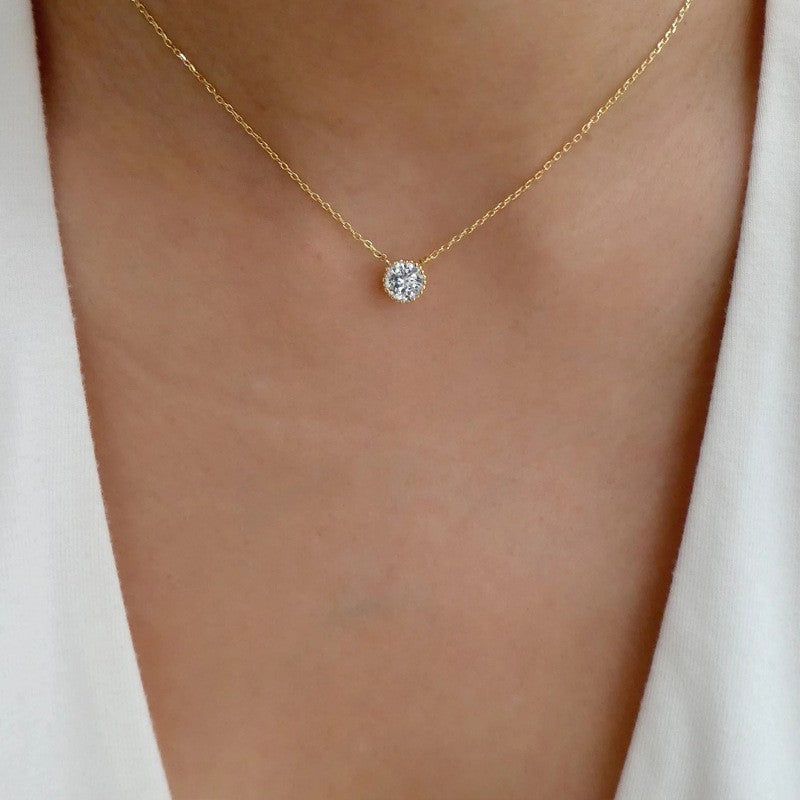 Dainty Layered Heart & Solitaire Necklace