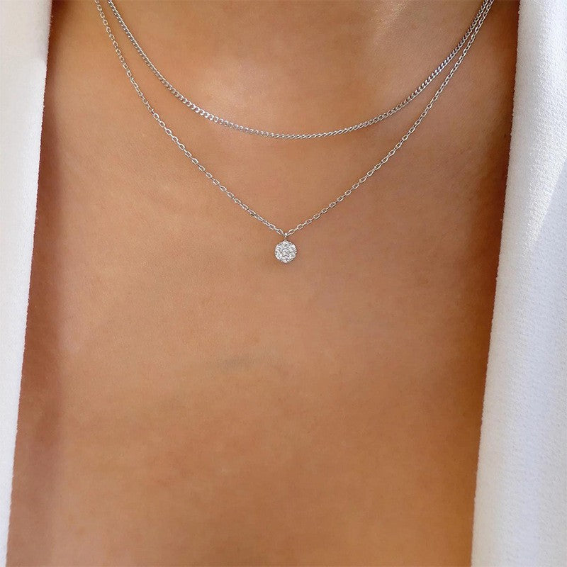 Dainty Layered Heart & Solitaire Necklace