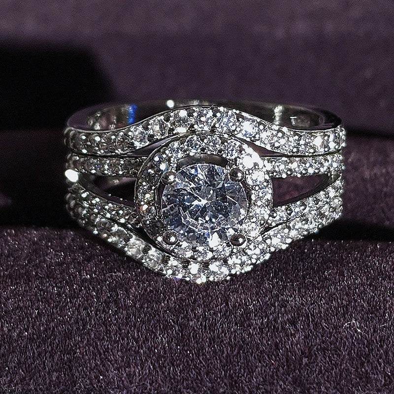 Classy Pave Halo Ring Set