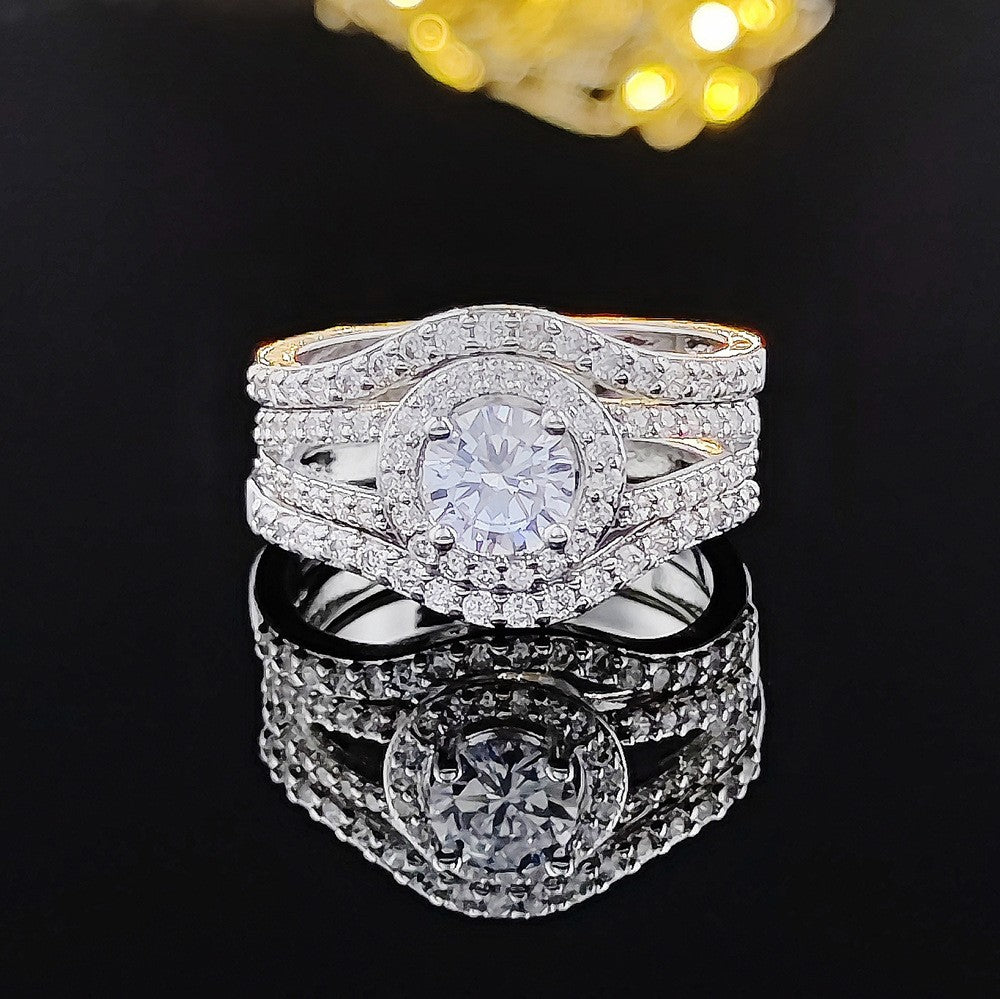 Classy Pave Halo Ring Set