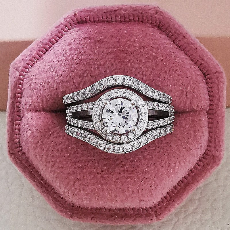 Classy Pave Halo Ring Set