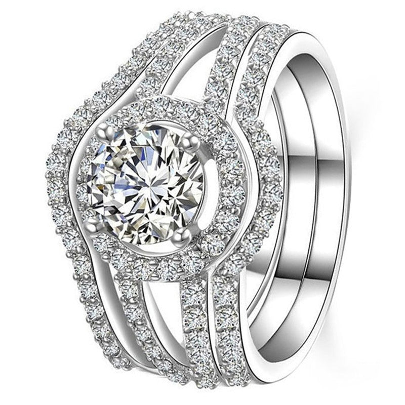 Classy Pave Halo Ring Set