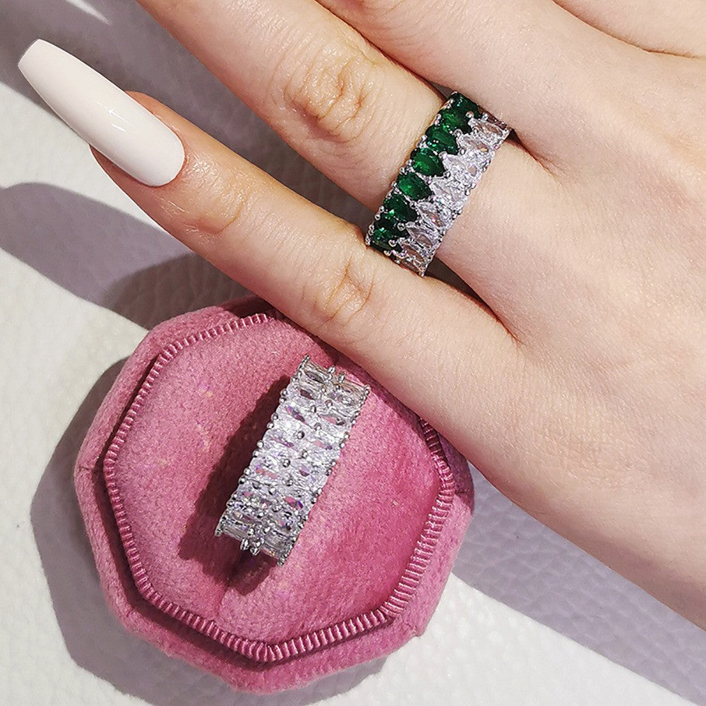Classy Double Row Pear Cut Ring