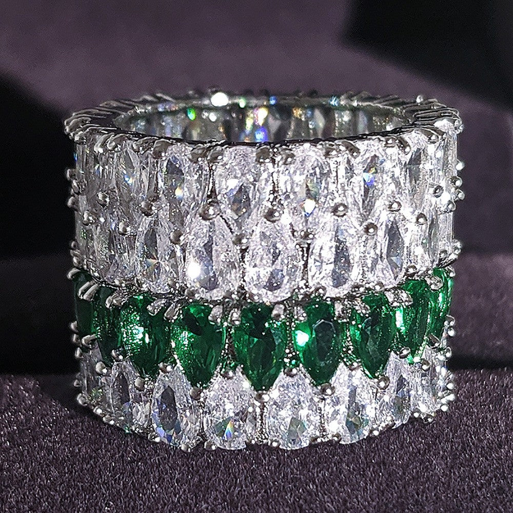 Classy Double Row Pear Cut Ring