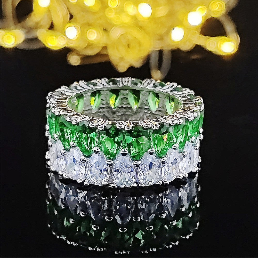 Classy Double Row Pear Cut Ring
