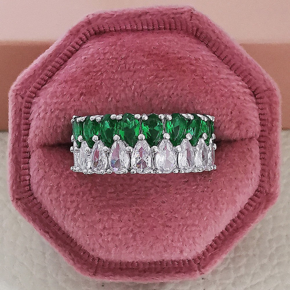 Classy Double Row Pear Cut Ring