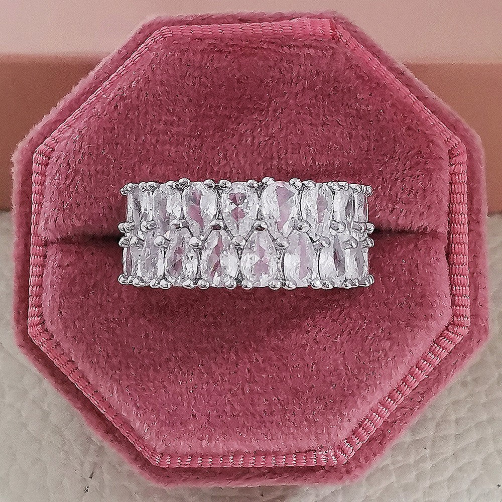 Classy Double Row Pear Cut Ring