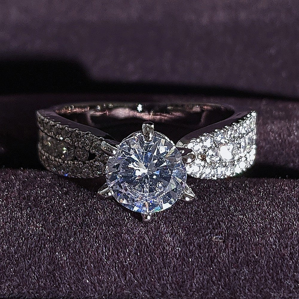 Classy Round Zirconia Split Shank Ring