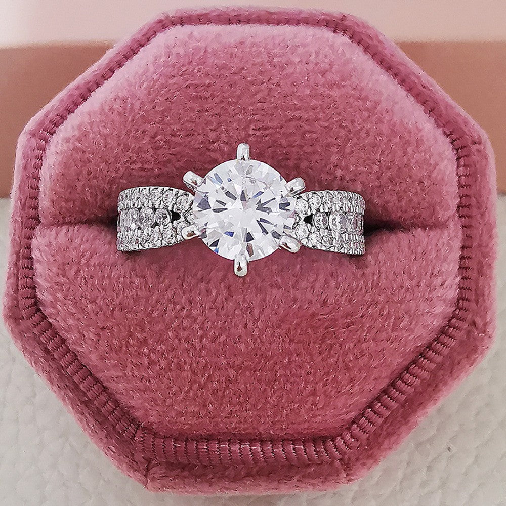 Classy Round Zirconia Split Shank Ring