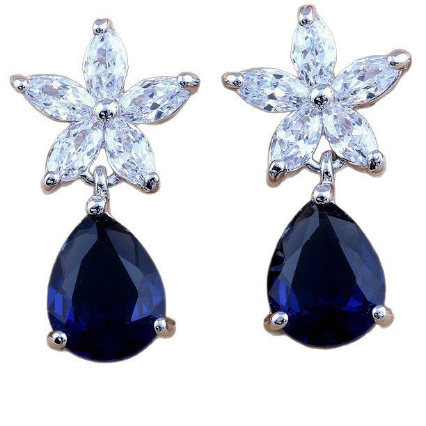 Romantic Blue Floral Teardrop Earrings