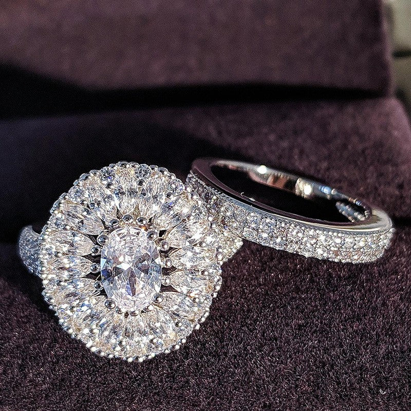 Classy Oval Zirconia Bridal Ring Set