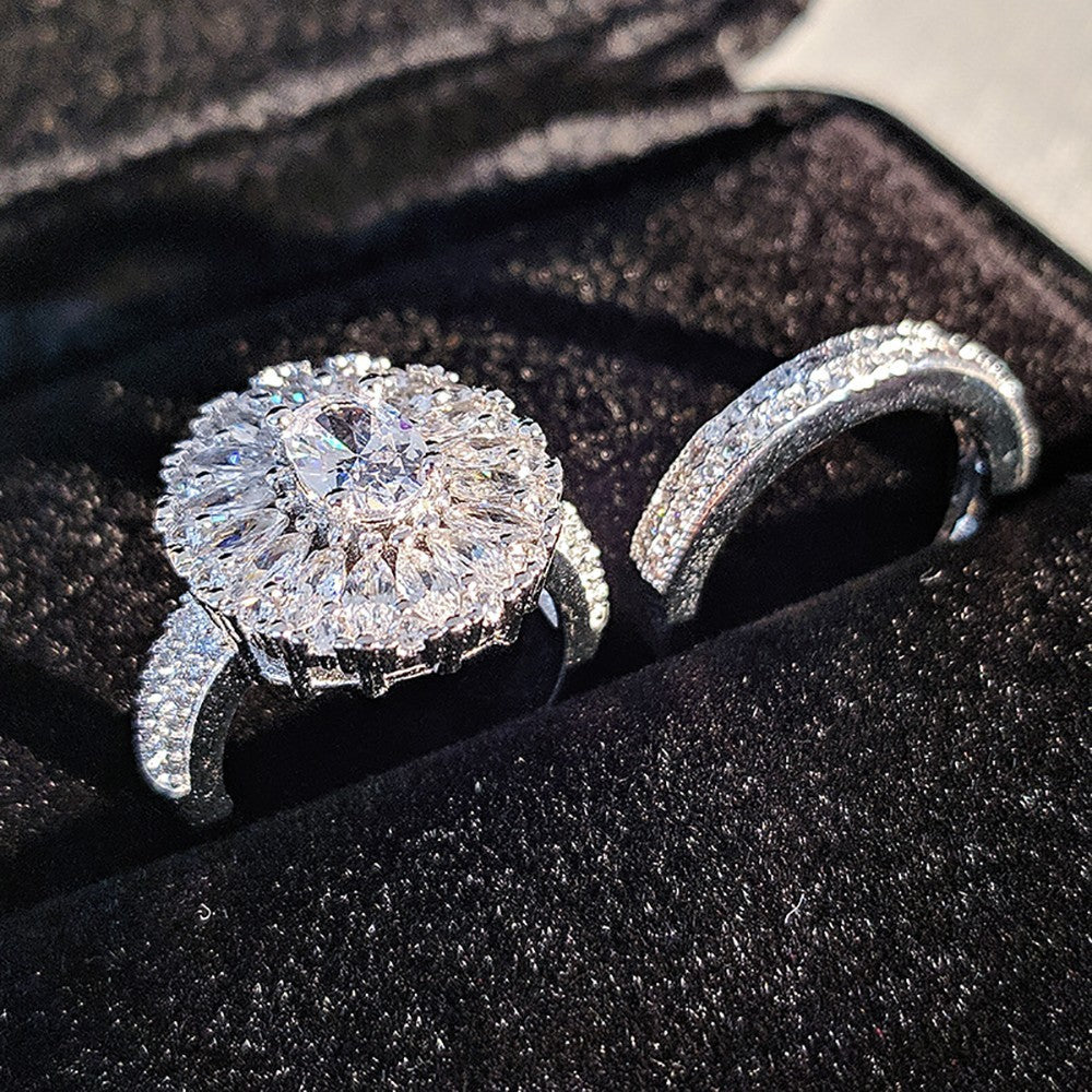 Classy Oval Zirconia Bridal Ring Set