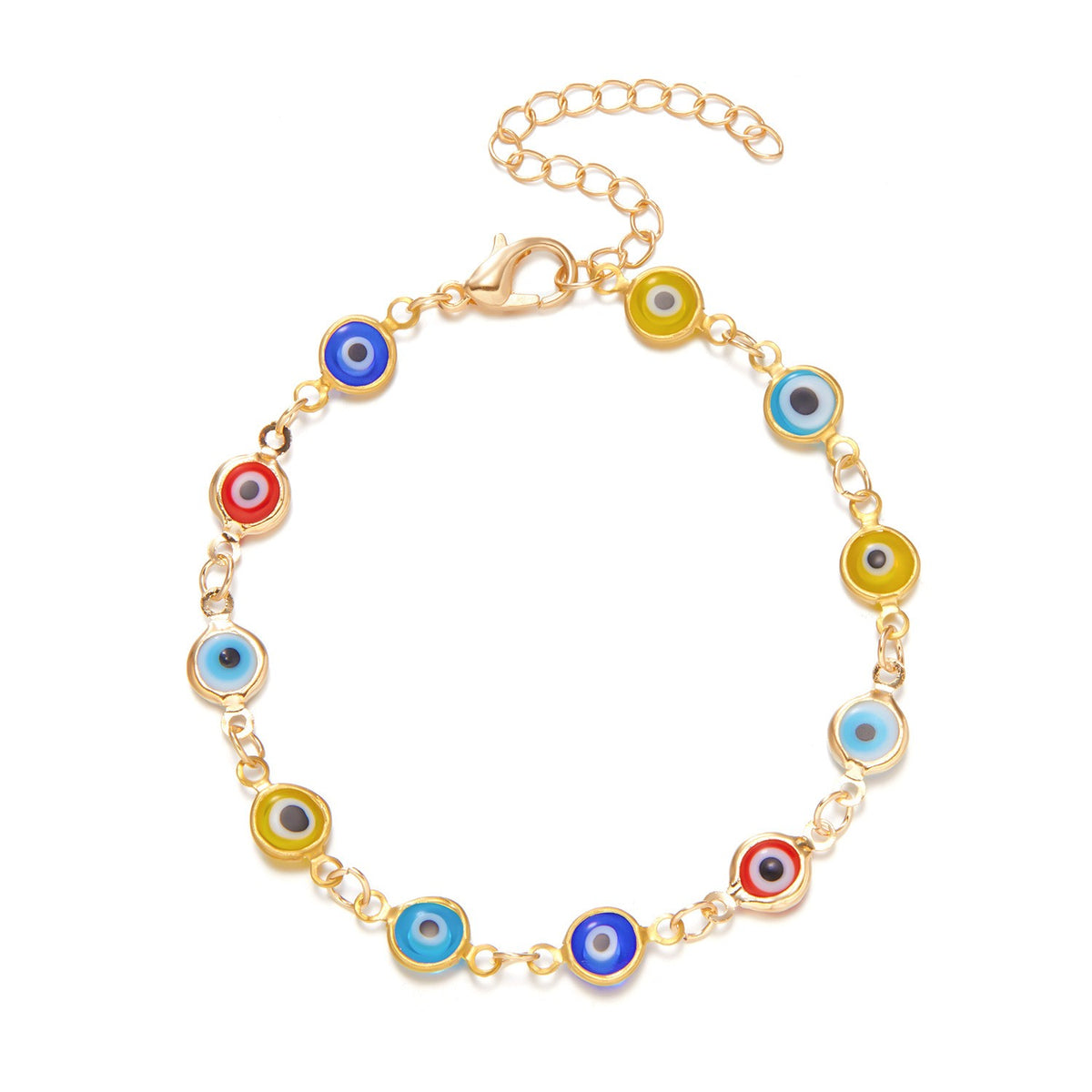 Dainty Multicolor Enamel Evil Eye Bracelet