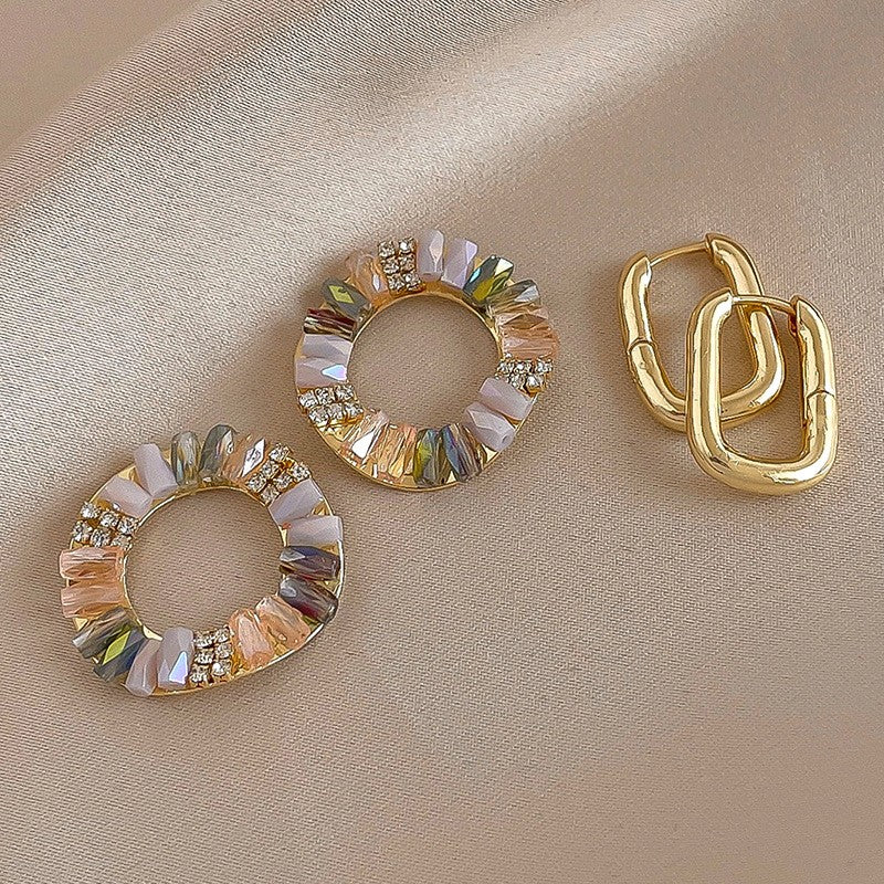 Classy Vintage Iridescent Circle Drop Earrings