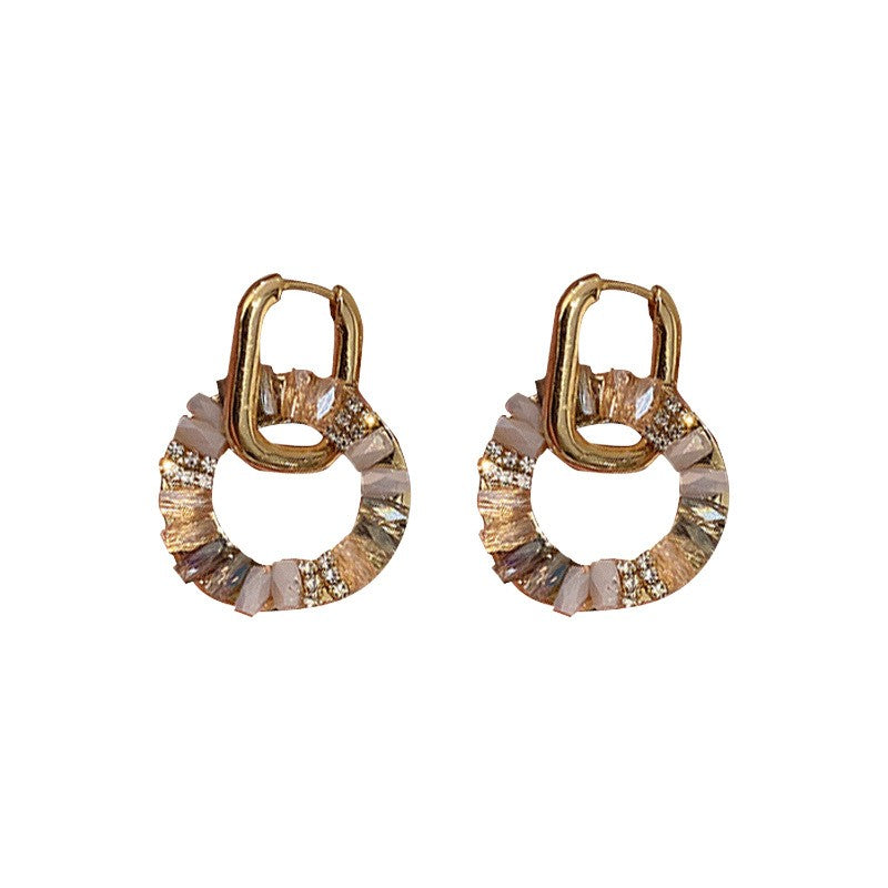 Classy Vintage Iridescent Circle Drop Earrings