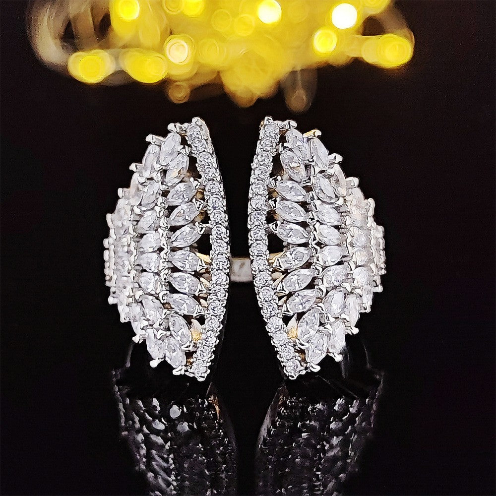 Classy Double Marquise Pave Open Ring
