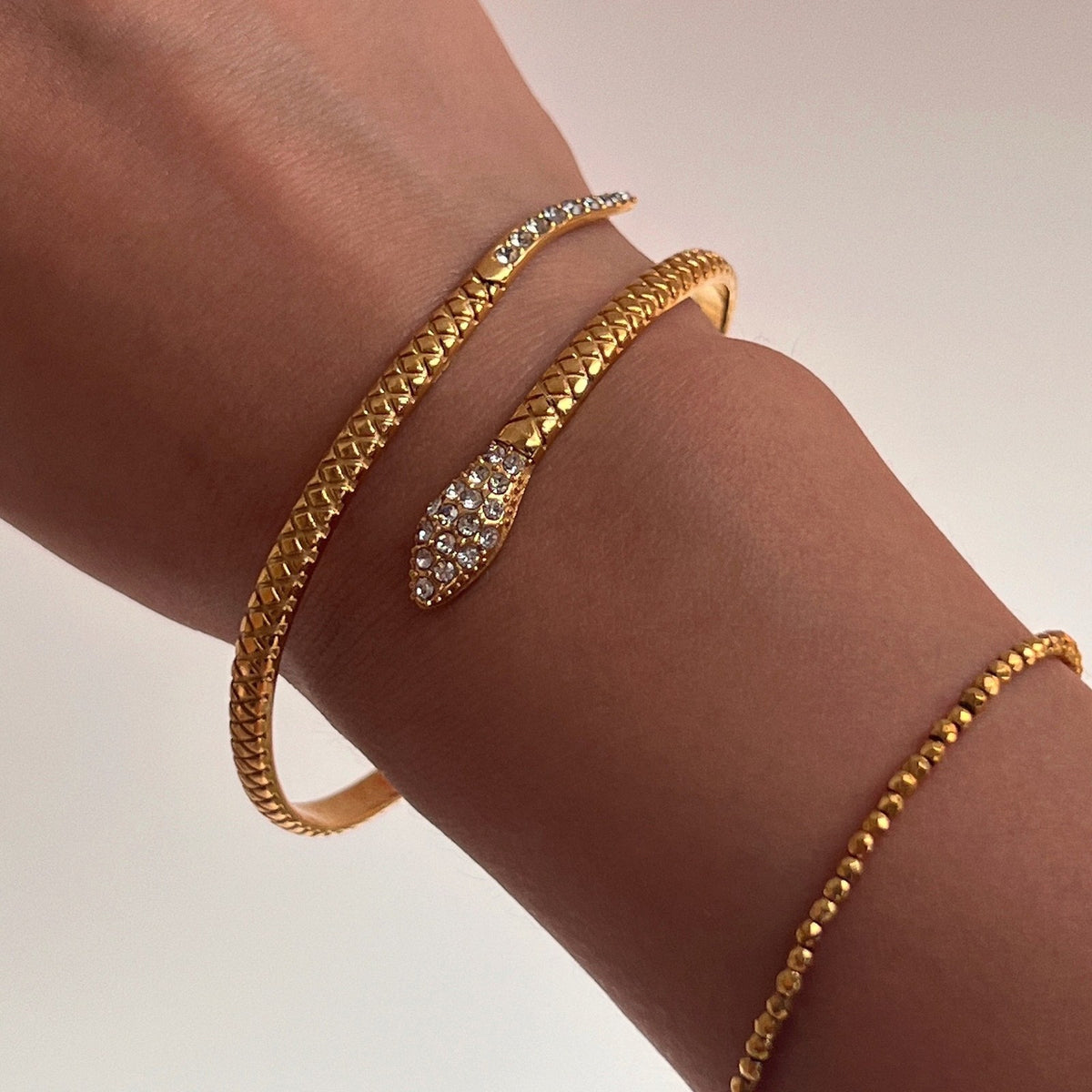 18k Vintage Pave Snake Bangle
