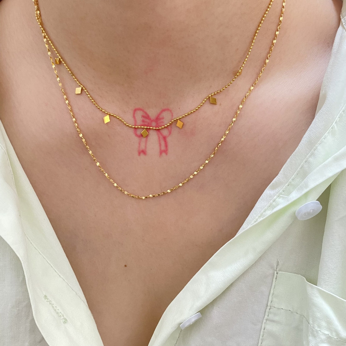 Dainty Layered Geometric Square Necklace