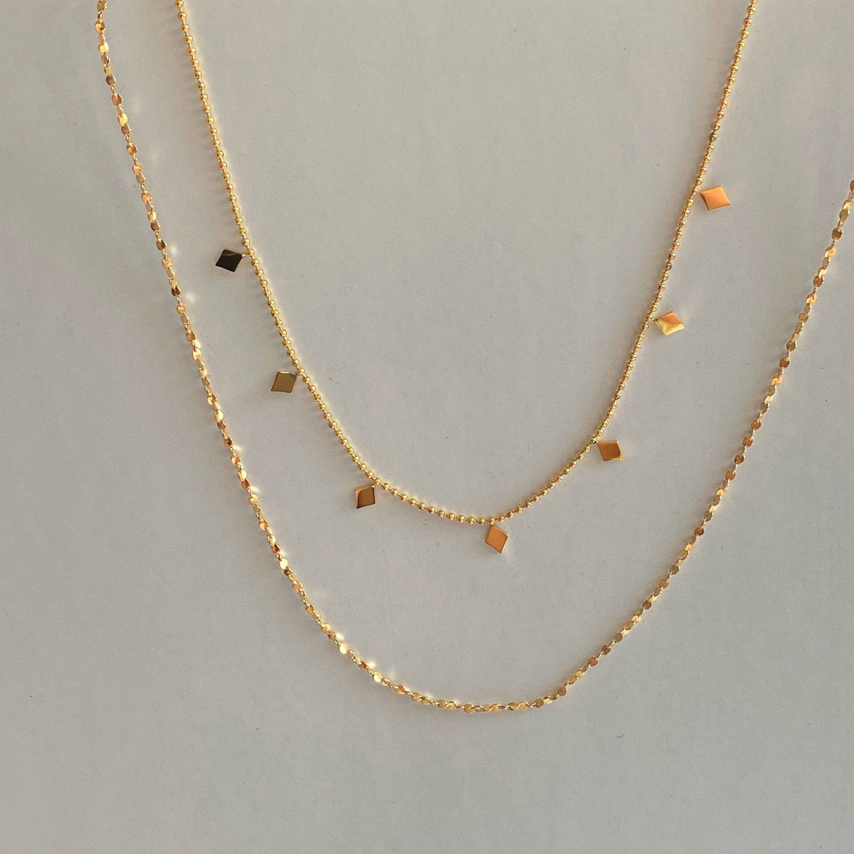 Dainty Layered Geometric Square Necklace