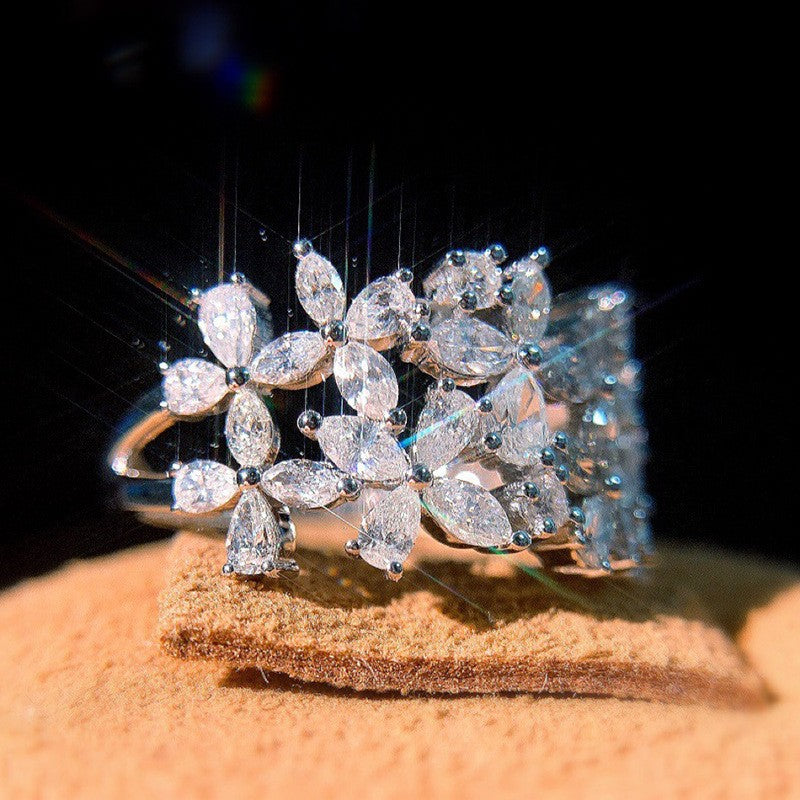 Classy Marquise Zirconia Leaf Cluster Ring