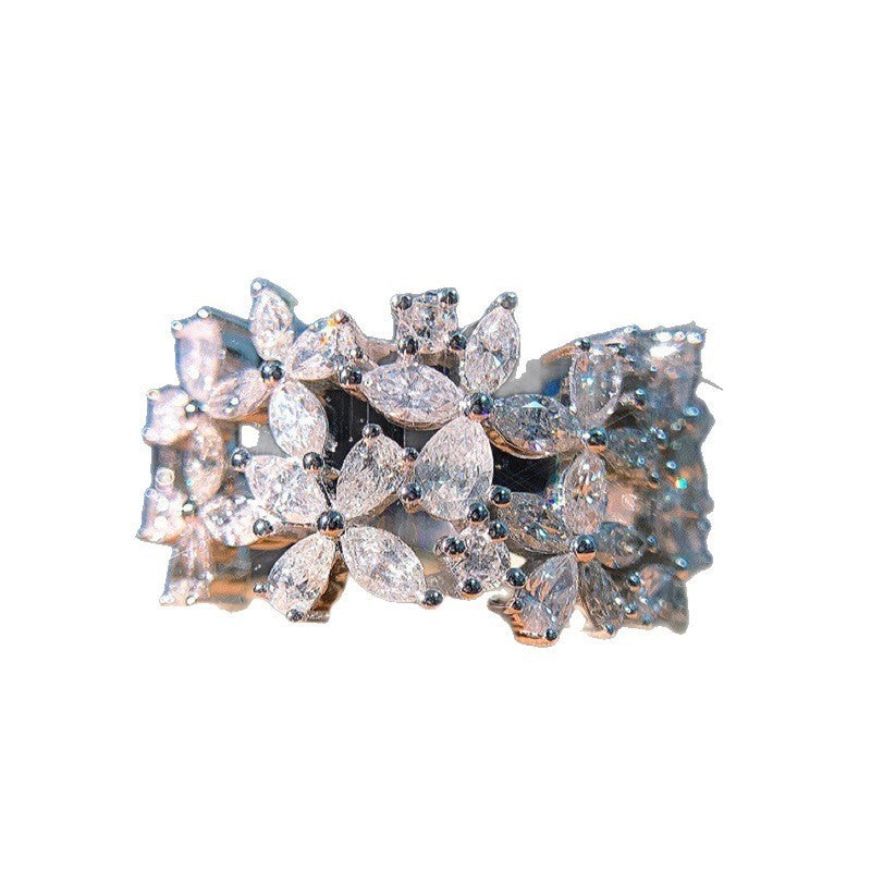 Classy Marquise Zirconia Leaf Cluster Ring