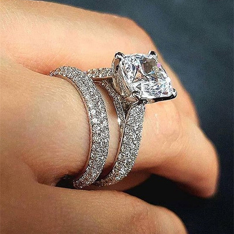 Classy Cushion Cut Bridal Ring Set
