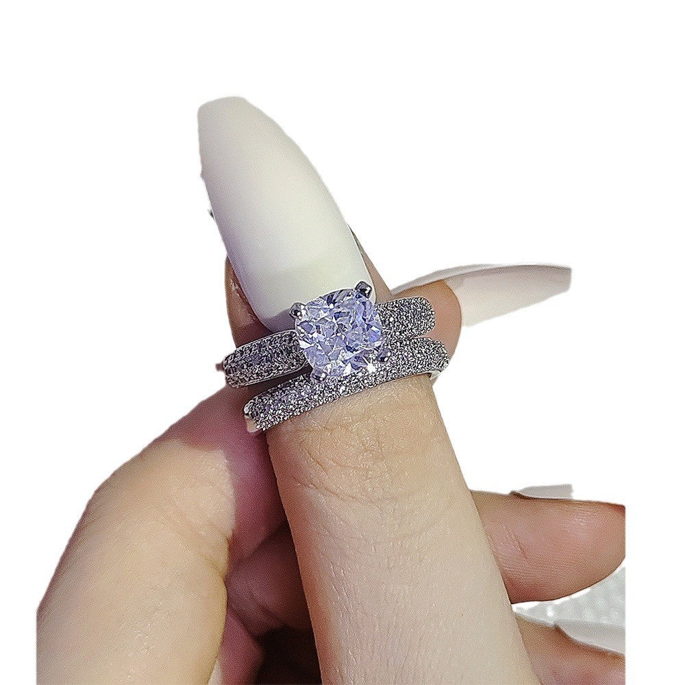 Classy Cushion Cut Bridal Ring Set