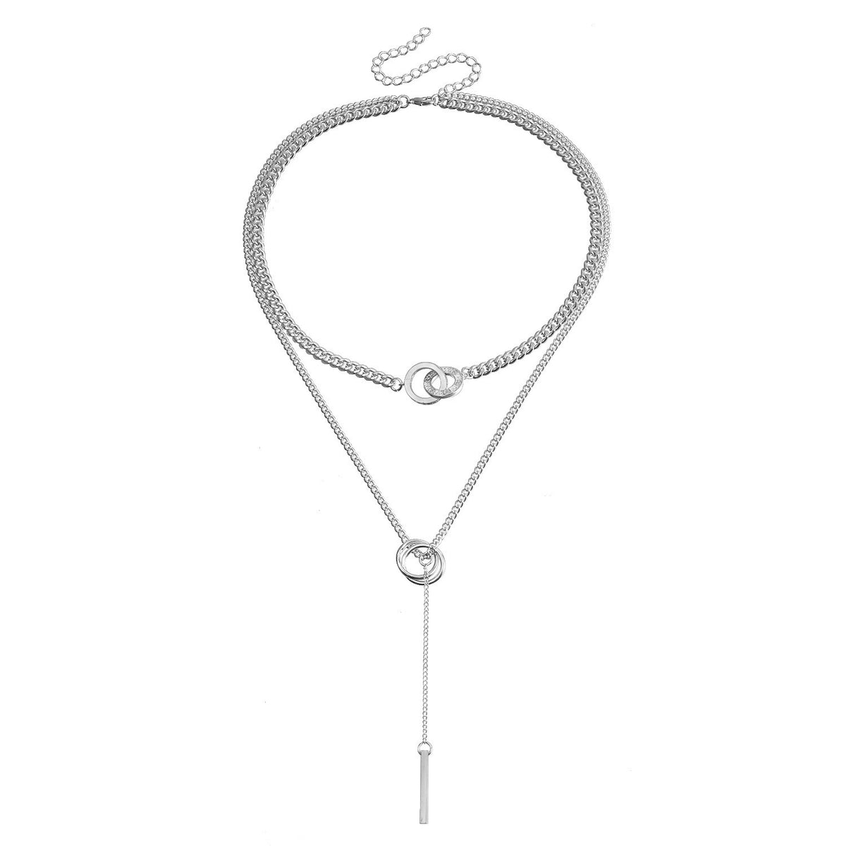 Classy Layered Double Circle Lariat Necklace