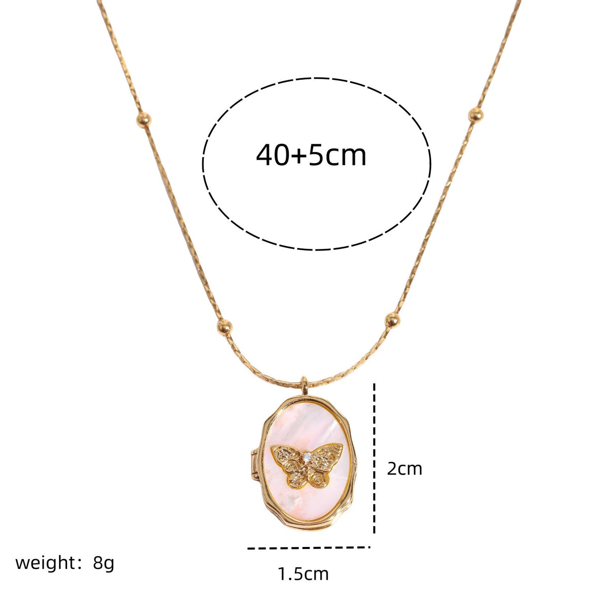 Dainty Butterfly Mother of Pearl Locket Necklace