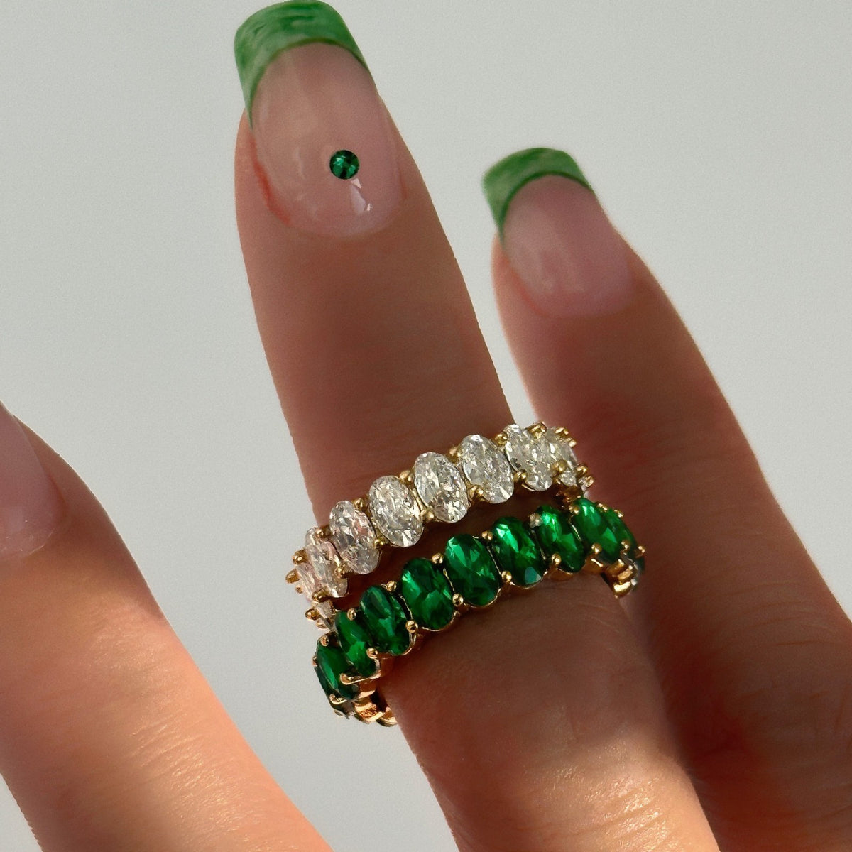 Classy Emerald & Zirconia Eternity Ring